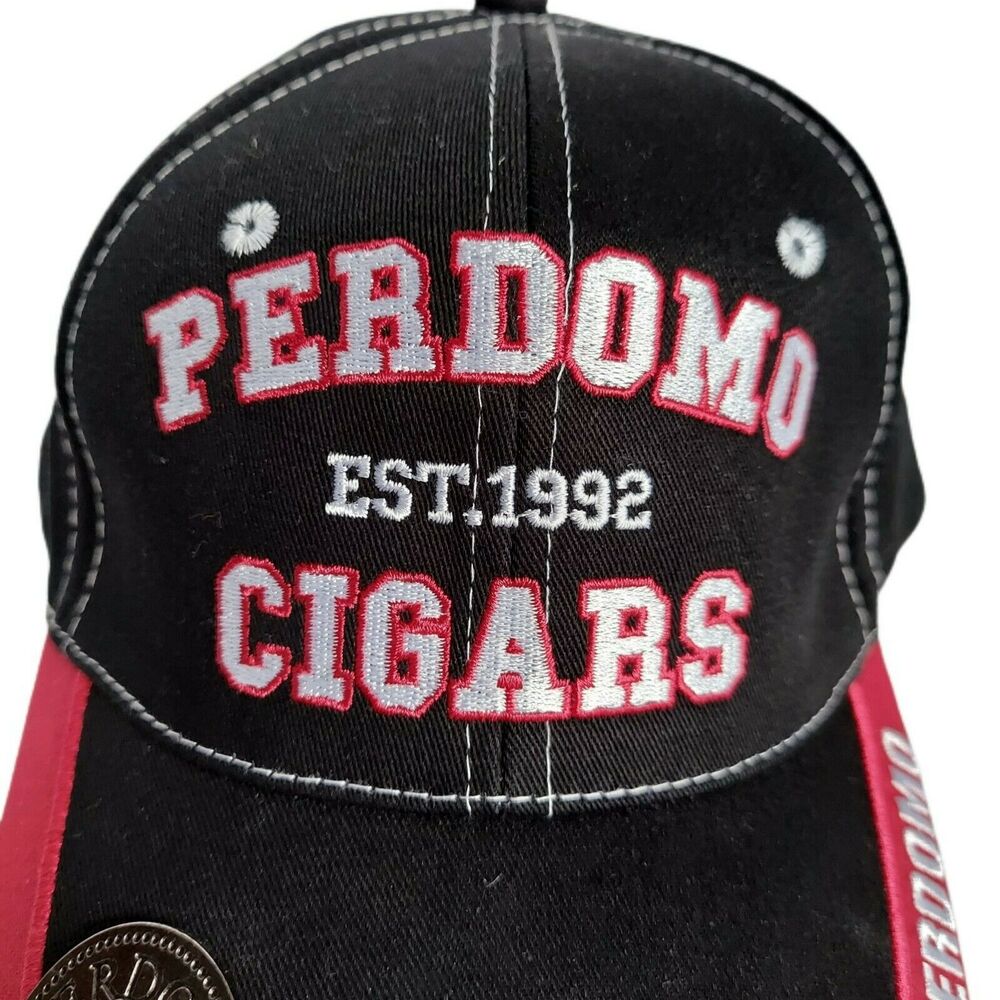New PERDOMO CIGARS Hat Bottle Opener Medallion On Bill Adjustable Baseball Cap
